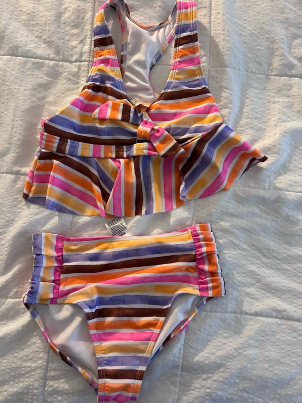 wonder nation Pink Orange Purple Striped Girls Two-Piece Swim Bikini